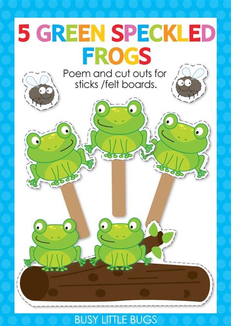 Free Printable Five Green Speckled Frogs